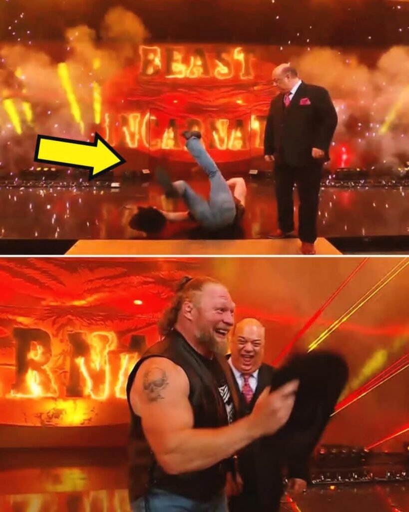 Brock Lesnar & Paul Heyman broke character after Brock slipped during his Entrance on RAW