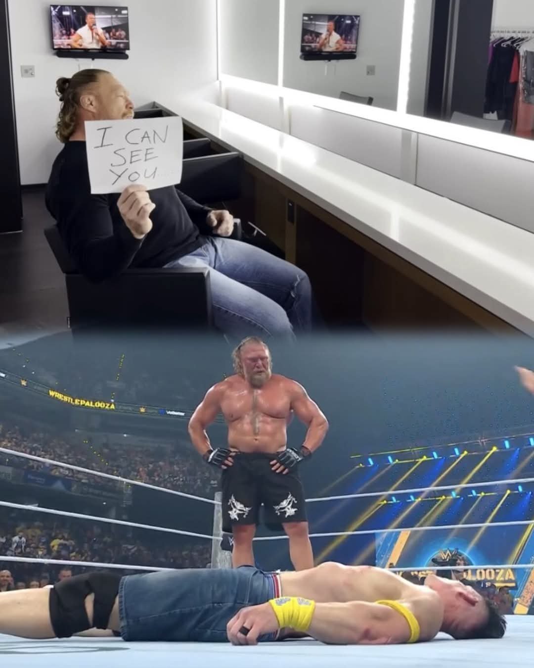 Brock Lesnar paying tribute to John Cena.