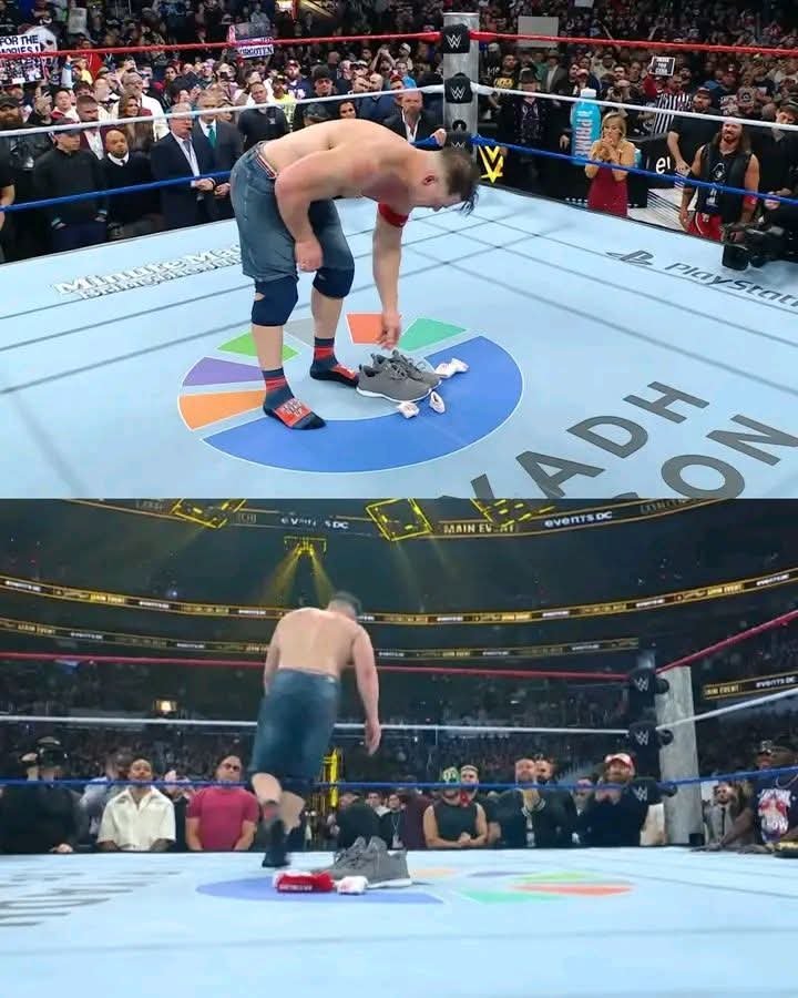 BREAKING: John Cena is honored after his last match ever at WWE SNME as he leaves his shoes in the ring