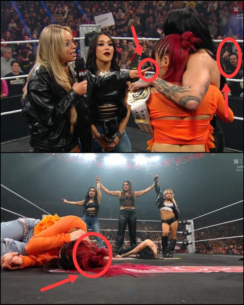 Judgment Day girls beat down Rhiyo to end the segment.  Rhea took that Oblivion like a champ.