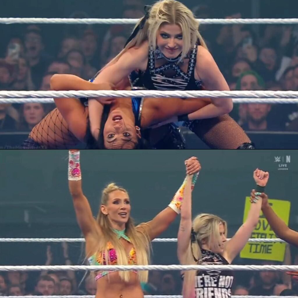 Alexa Bliss and Charlotte Flair get the win over Giulia and Kiana James on SmackDown.