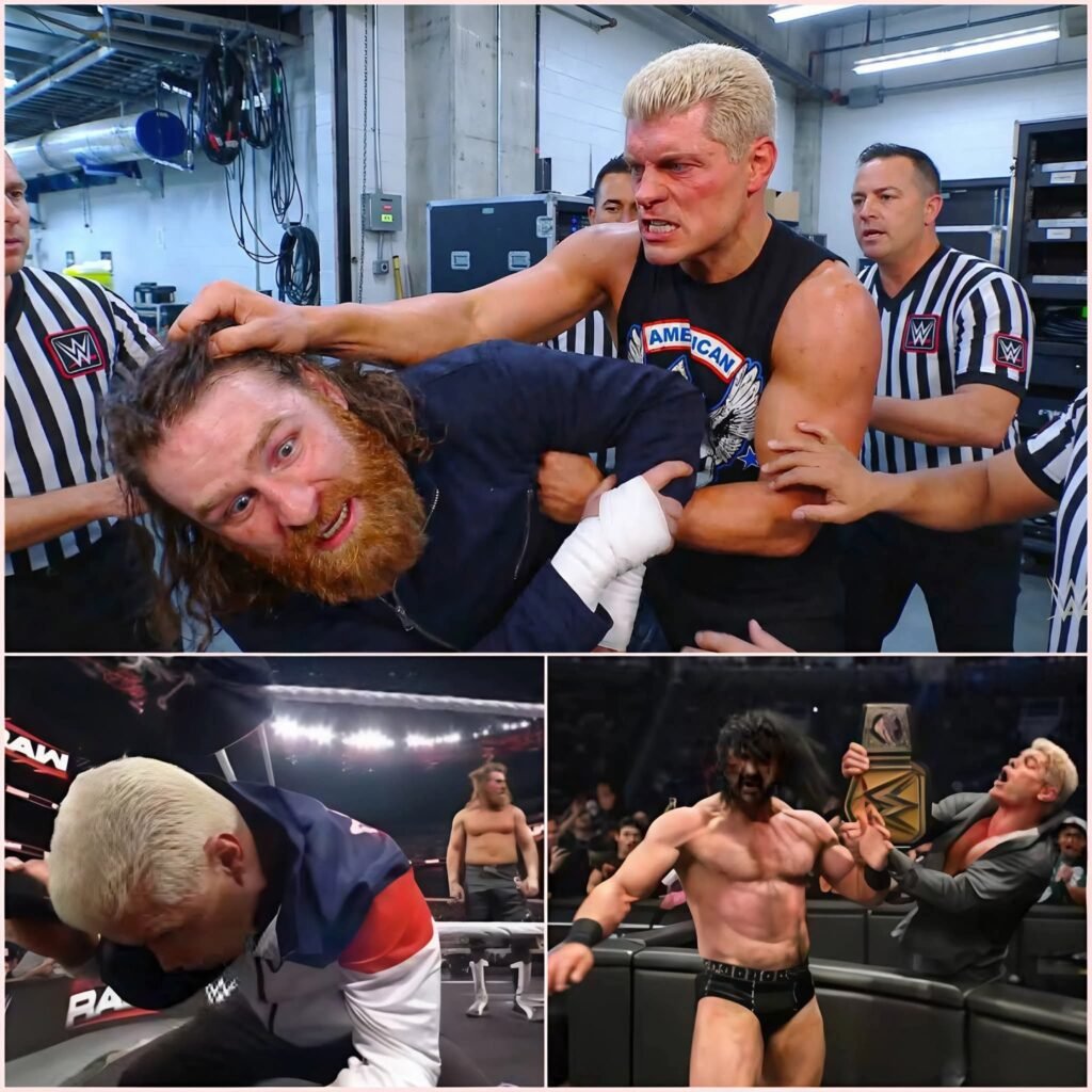 HUGE SHOCK ON WWE RAW! 🚨 Cody Rhodes unexpectedly turns villainous, brutally attacking Sami Zayn backstage, sending WWE into a frenz