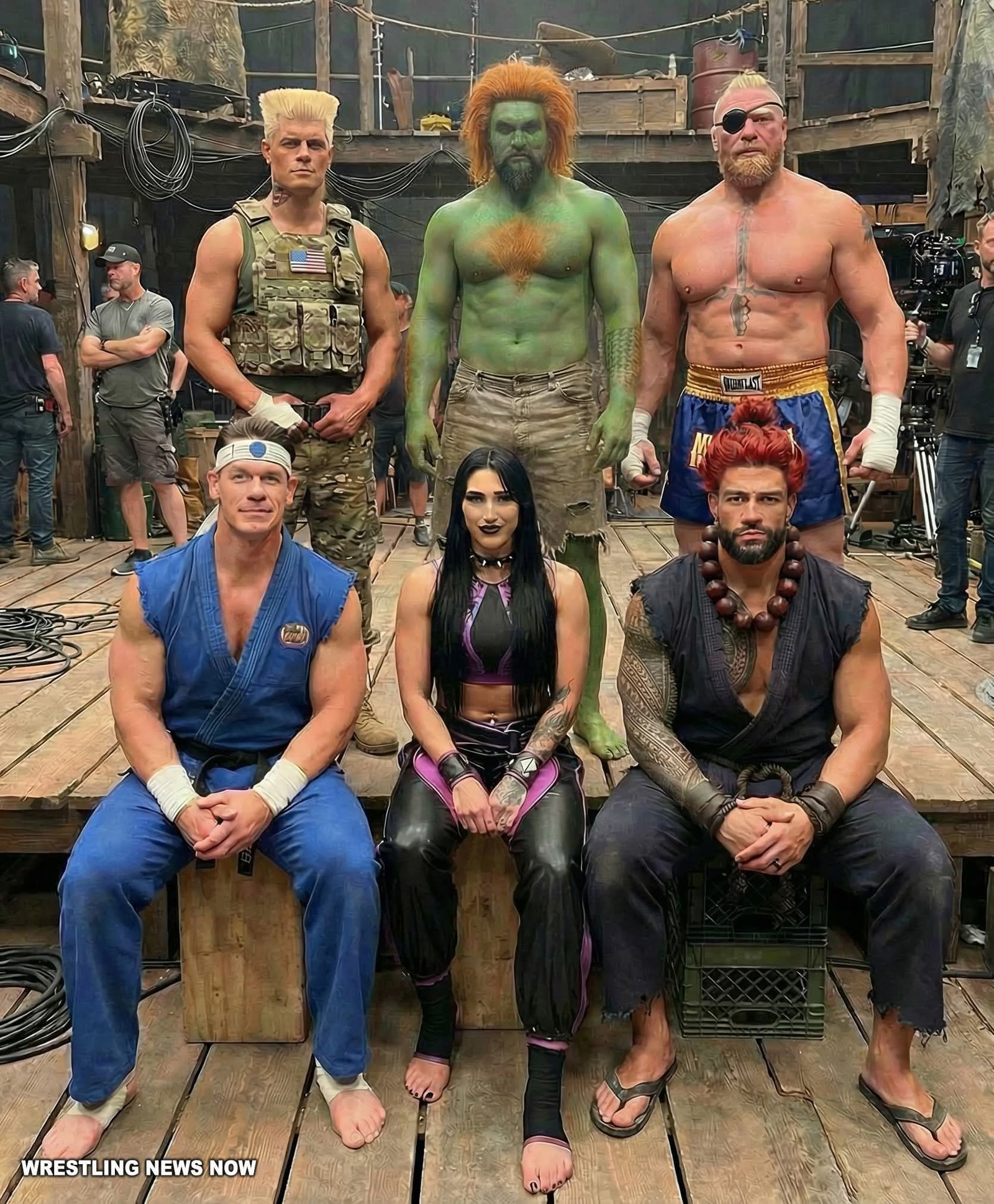 John Cena, Rhea Ripley, Roman Reigns, John Cena, Jason Momoa & Brock Lesnar Filming Street Fighter Movie🔥