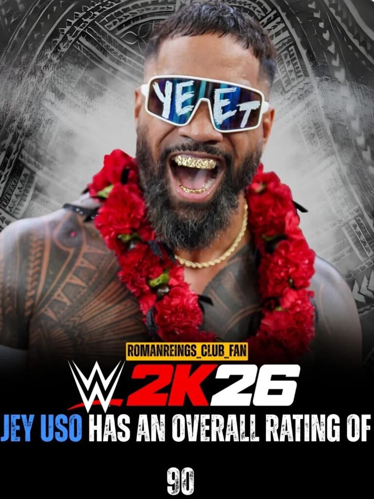 Main Event Jey Uso is a 90 overall in #WWE2K26  #jeyuso #theusos #yeet #thebloodline
