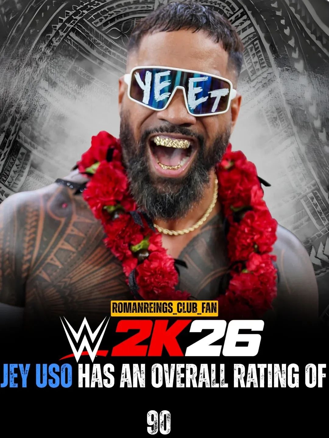 Main Event Jey Uso is a 90 overall in #WWE2K26  #jeyuso #theusos #yeet #thebloodline