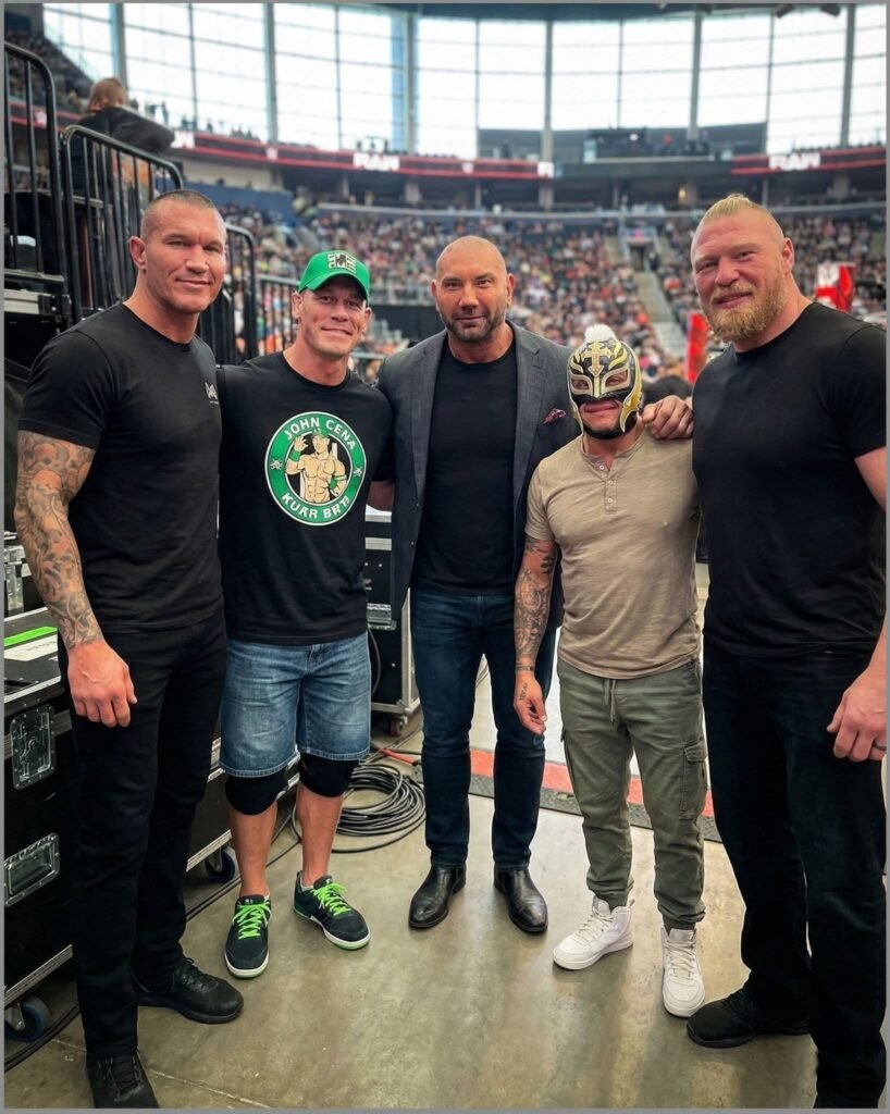 Randy orton, john cena, batista, rey mysterio with brock lesnar😎♥️🔥