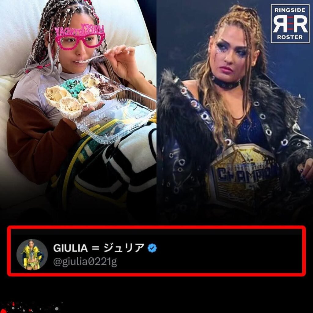 WWE Women’s Champion Giulia celebrated her birthday in style as she turned 32 years old today 🎂 😭   Happy Birthday to The Beautiful Madness!  #WWE #SmackDown #TripleH #Giulia