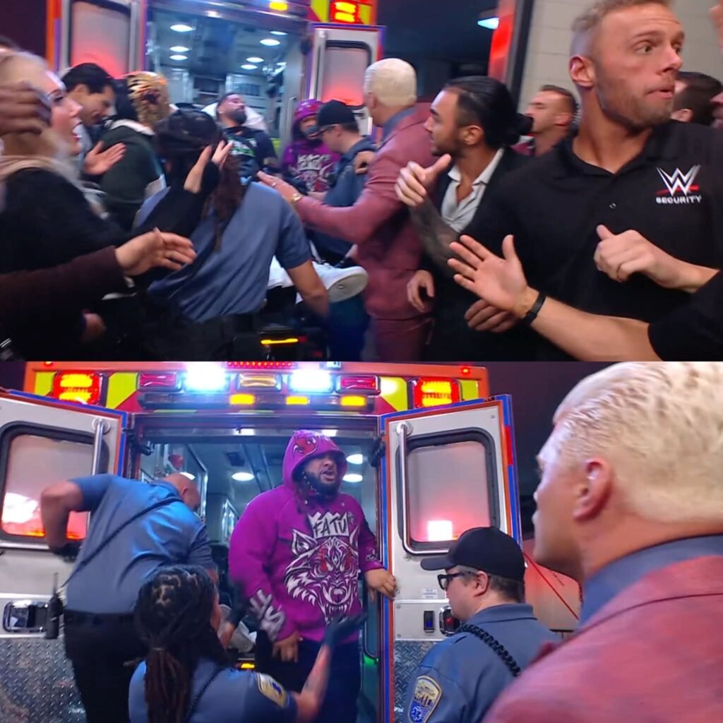 WWE SmackDown opens with Jey Uso being taken away in an ambulance.  Seems like Jacob Fatu could be added to Elimination Chamber match.