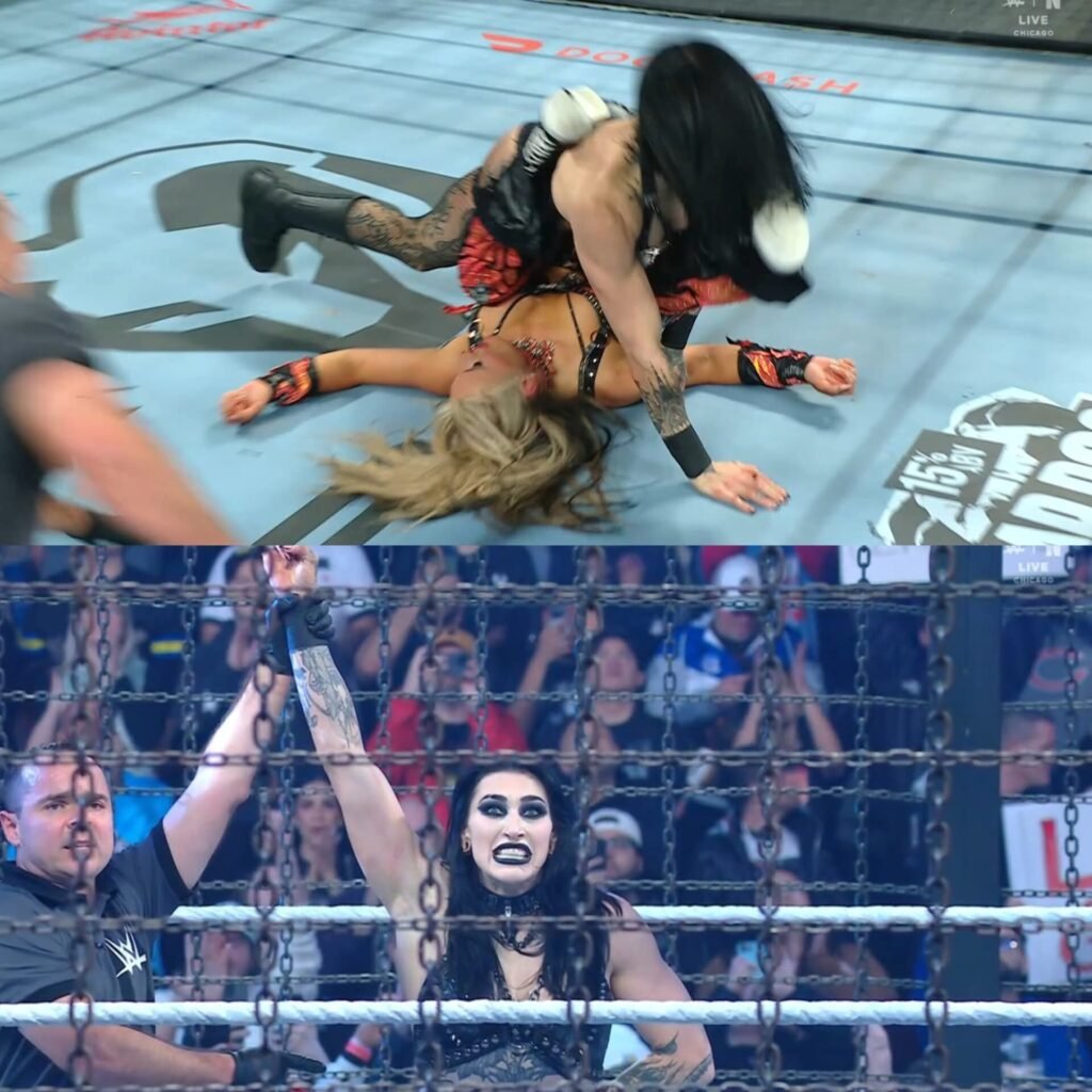 Rhea Ripley wins the Women’s Elimination Chamber. She will face Jade Cargill at WrestleMania