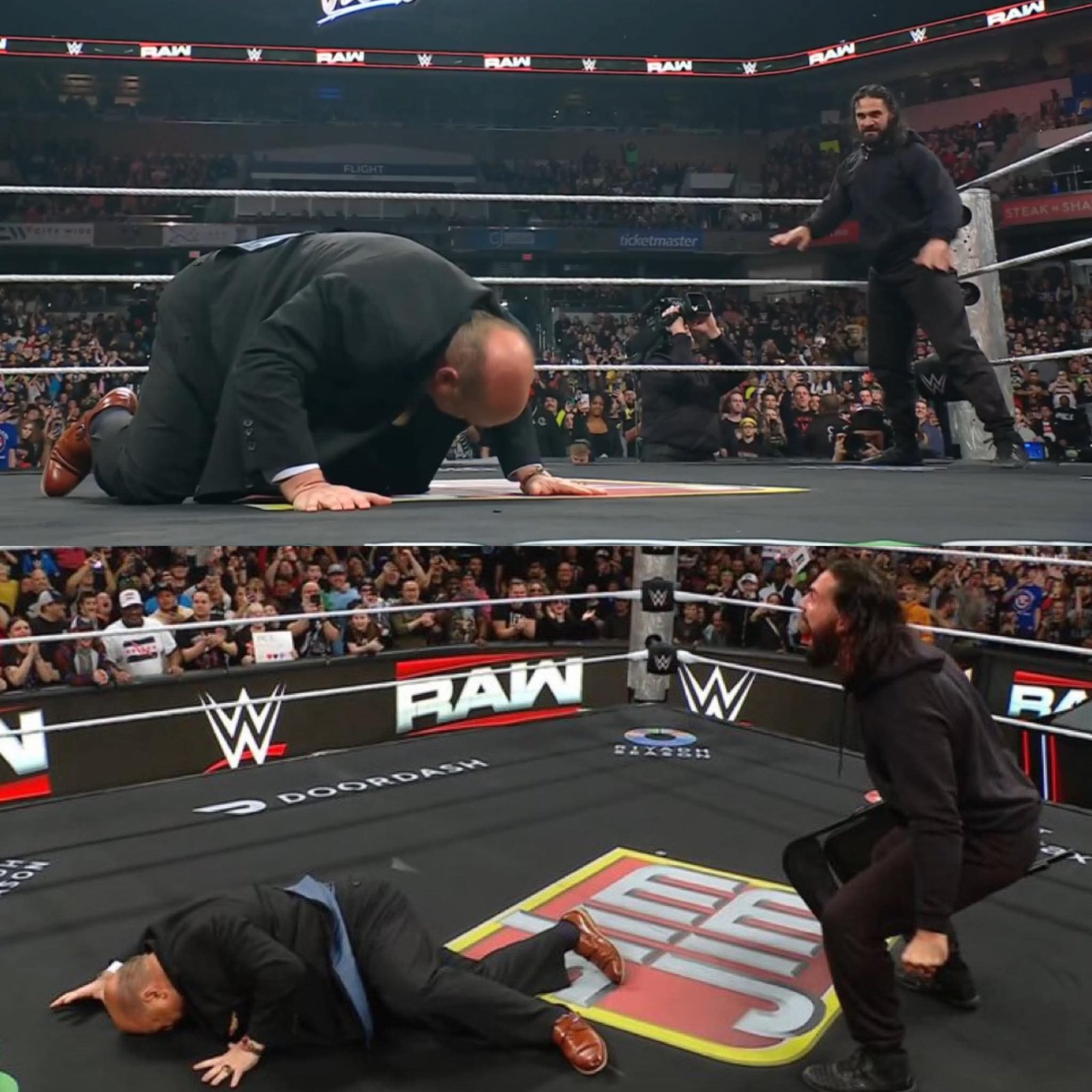Seth Rollins opens Raw with a stomp to Paul Heyman!