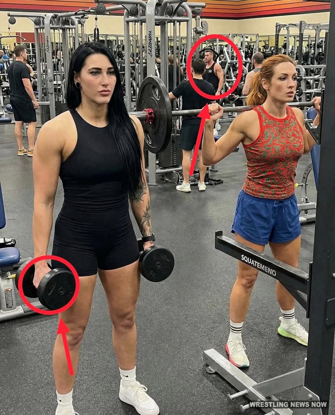 Rhea Ripley & Becky Lynch Caught at Gym Working Out Together While Away From WWE as Seth Rollins & Dominik Mysterio Look On